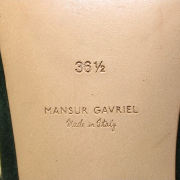 Mansur Gavriel Womens 6.5 36.5 Green Suede Low Heeled Loafers Italy Made Shoes - Picture 10 of 16